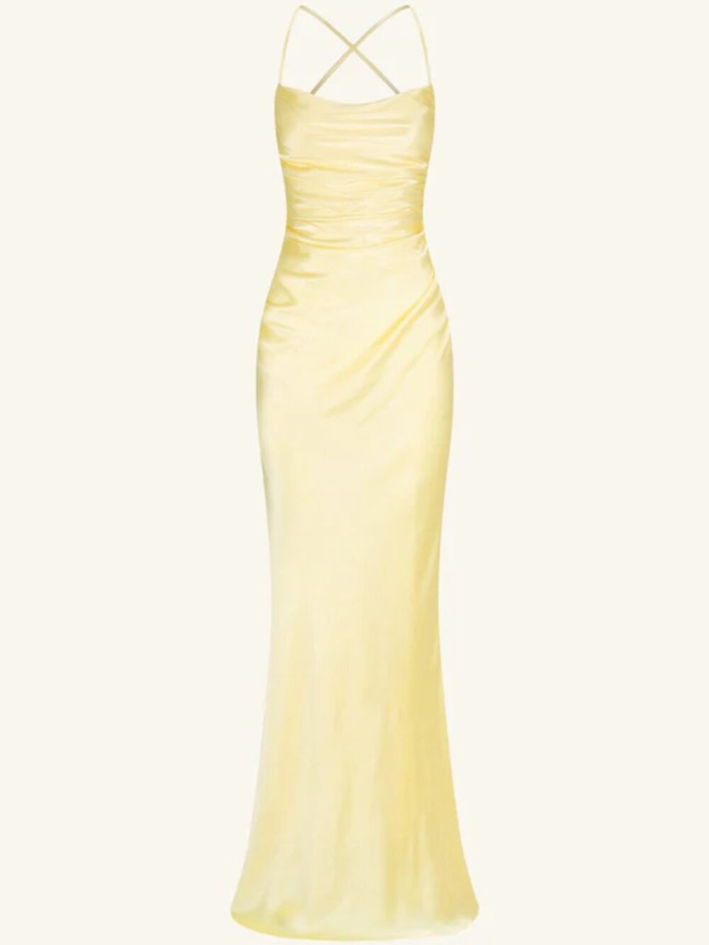 La Lune Lace Back Maxi Dress with Lucent Scarf - Lemon